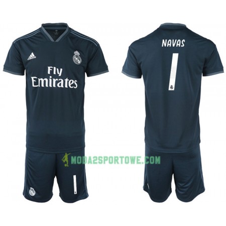 Koszulka Real Madryt NAVAS 1 Dziecięcy Wyjazdowe Stroje Piłkarskie 2018/19 Krótki Rękaw